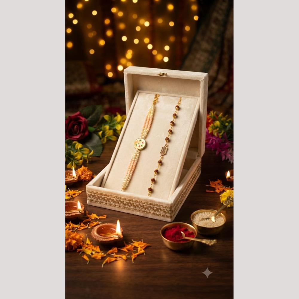SNERA Designer Meenakari And Pearl Rakhi for Bhaiya Bhabhi