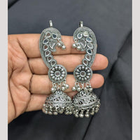 SNERA Vintage Oxidised Plated Mirror Earcuff Jhumki Earrings for Women