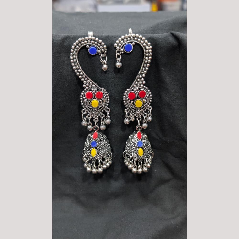 SNERA Vintage Oxidised Plated Earcuff Jhumki Earrings for Women