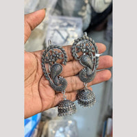 SNERA Vintage Oxidised Plated Pota Stone Earcuff Jhumki Earrings for Women