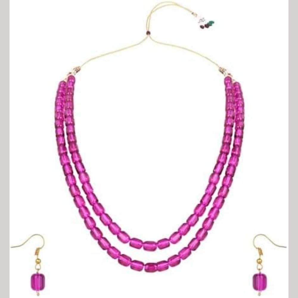 SNERA Festive Wear Beads Long Necklace Set with Matching Earrings