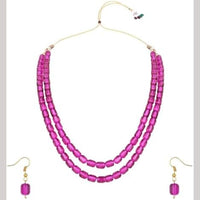SNERA Festive Wear Beads Long Necklace Set with Matching Earrings