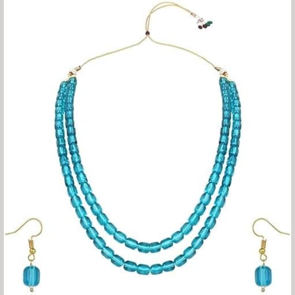 SNERA Festive Wear Beads Long Necklace Set with Matching Earrings