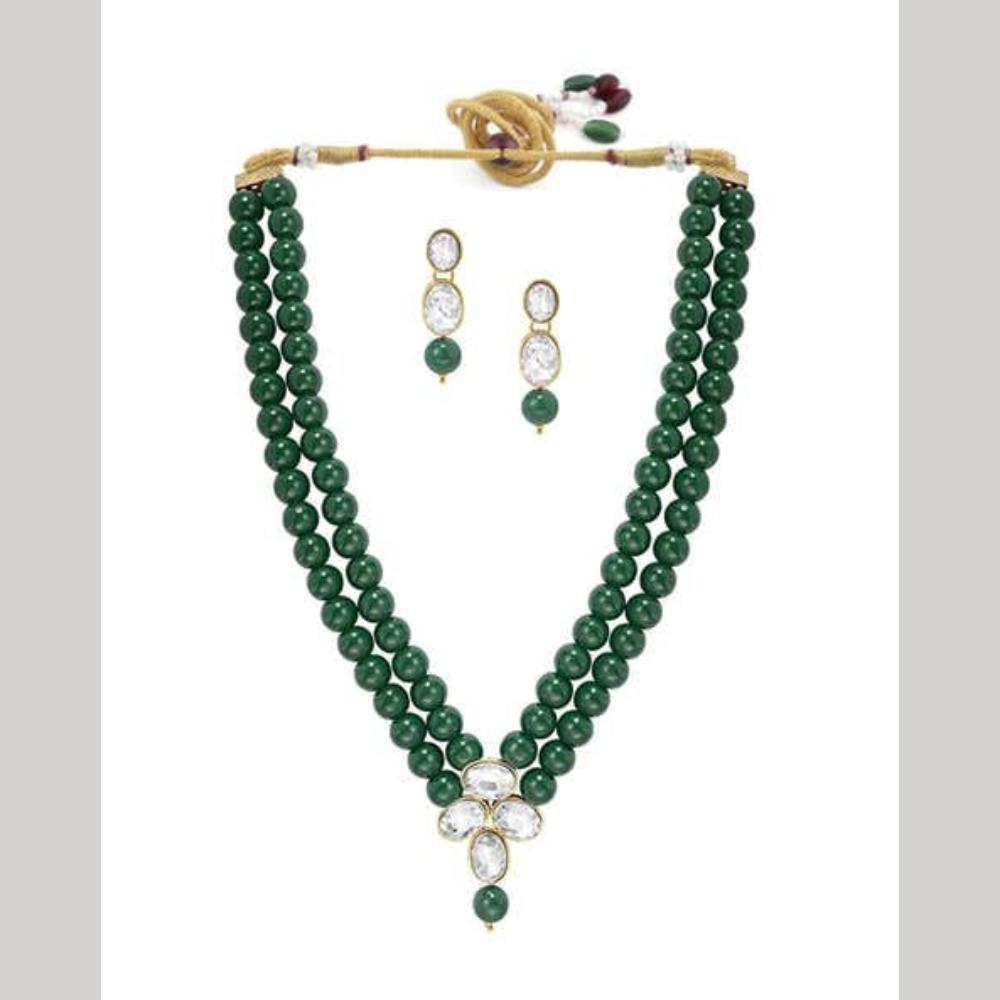 SNERA Festive Wear Crystal Stone And Beads Long Necklace Set