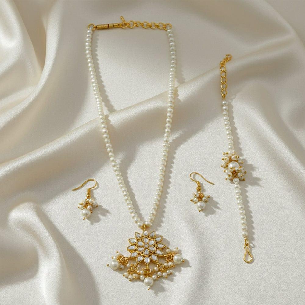 SNERA Traditional Kundan Stone And Pearl Jewellery Combo Set for Women