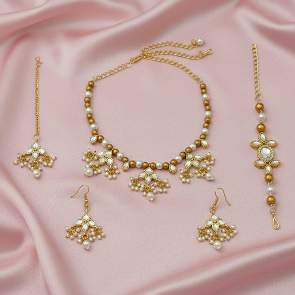 SNERA Traditional Kundan Stone And Pearl Jewellery Combo Set for Women
