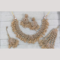 SNERA Sparkling Crystal Stone And Pearl Necklace Set