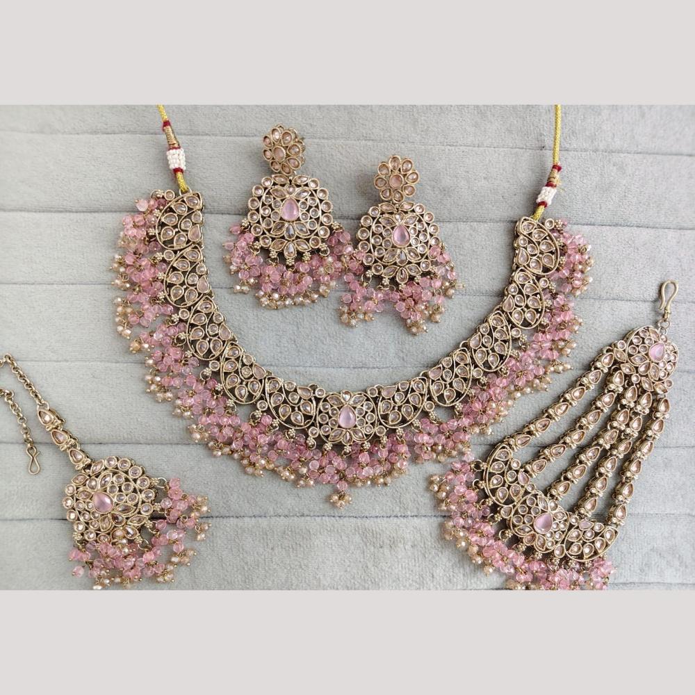 SNERA Sparkling Crystal Stone And Pearl Necklace Set