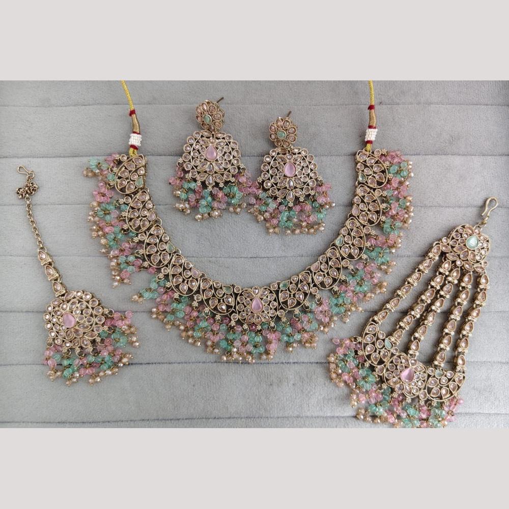 SNERA Sparkling Crystal Stone And Pearl Necklace Set