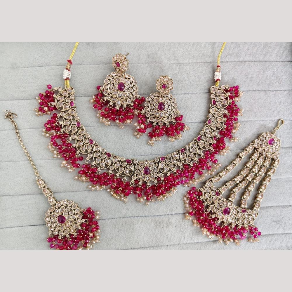 SNERA Sparkling Crystal Stone And Pearl Necklace Set