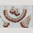 SNERA Sparkling Crystal Stone And Pearl Necklace Set