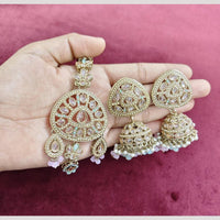 SNERA Wedding Wear Crystal Stone And Pearl Jhumki Earrings With Maangtikka