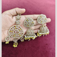 SNERA Wedding Wear Crystal Stone And Pearl Jhumki Earrings With Maangtikka