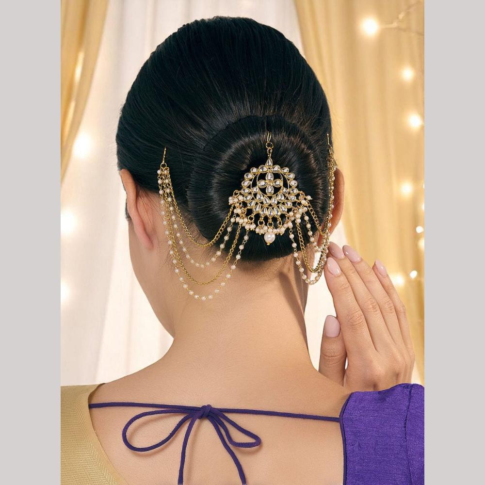 SNERA Kundan Stone And Pearl Designer Hair Accessories