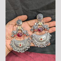 SNERA Elegant 2 Tone Plated Pota Stone And Pearl Dangler Earrings