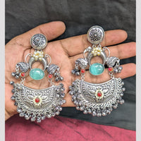 SNERA Elegant 2 Tone Plated Pota Stone And Pearl Dangler Earrings