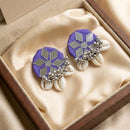 SNERA Mirror Shell And Pearl Decorative Stud Earrings