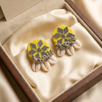 SNERA Mirror Shell And Pearl Decorative Stud Earrings