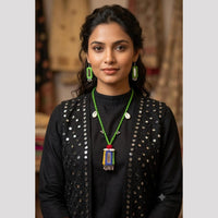 SNERA Mirror And Shell Embellished Ethnic Necklace Set