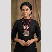 SNERA Mirror And Shell Embellished Ethnic Double Necklace Set