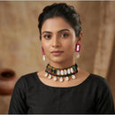 SNERA Mirror And Shell Embellished Ethnic Choker Necklace Set