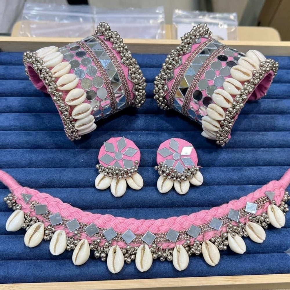 SNERA Beautiful Mirror And Shell Jewellery Combo Set for Women