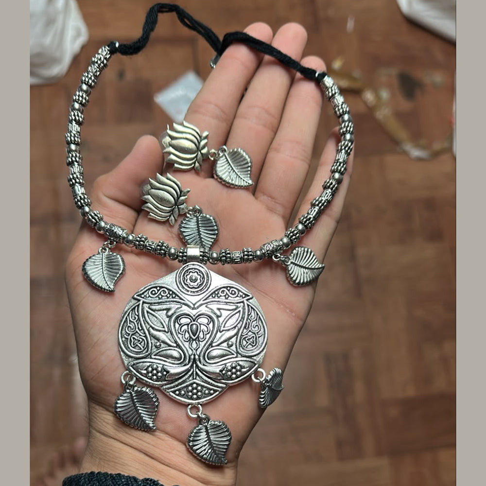 SNERA Stylish Oxidised Plated Beads Necklace Set 