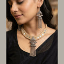SNERA Mirror And Pearl Embellished Ethnic Choker Necklace Set