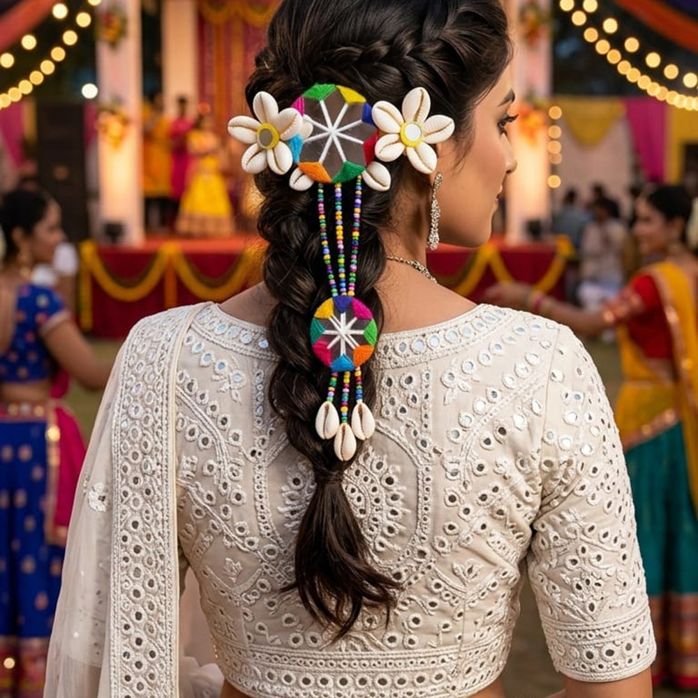 SNERA Designer Mirror And Shell Hair Accessories