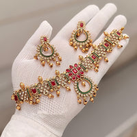 SNERA Ethnic Pota Stone And Pearl Choker Necklace Set