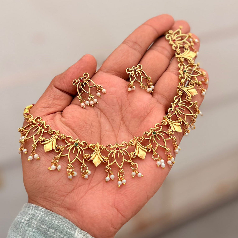 SNERA Timeless Pota Stone And Pearl Necklace Set for Traditional Outfits
