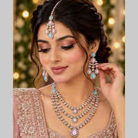 SNERA Ethnic Pota Stone Multi Layer Necklace Set