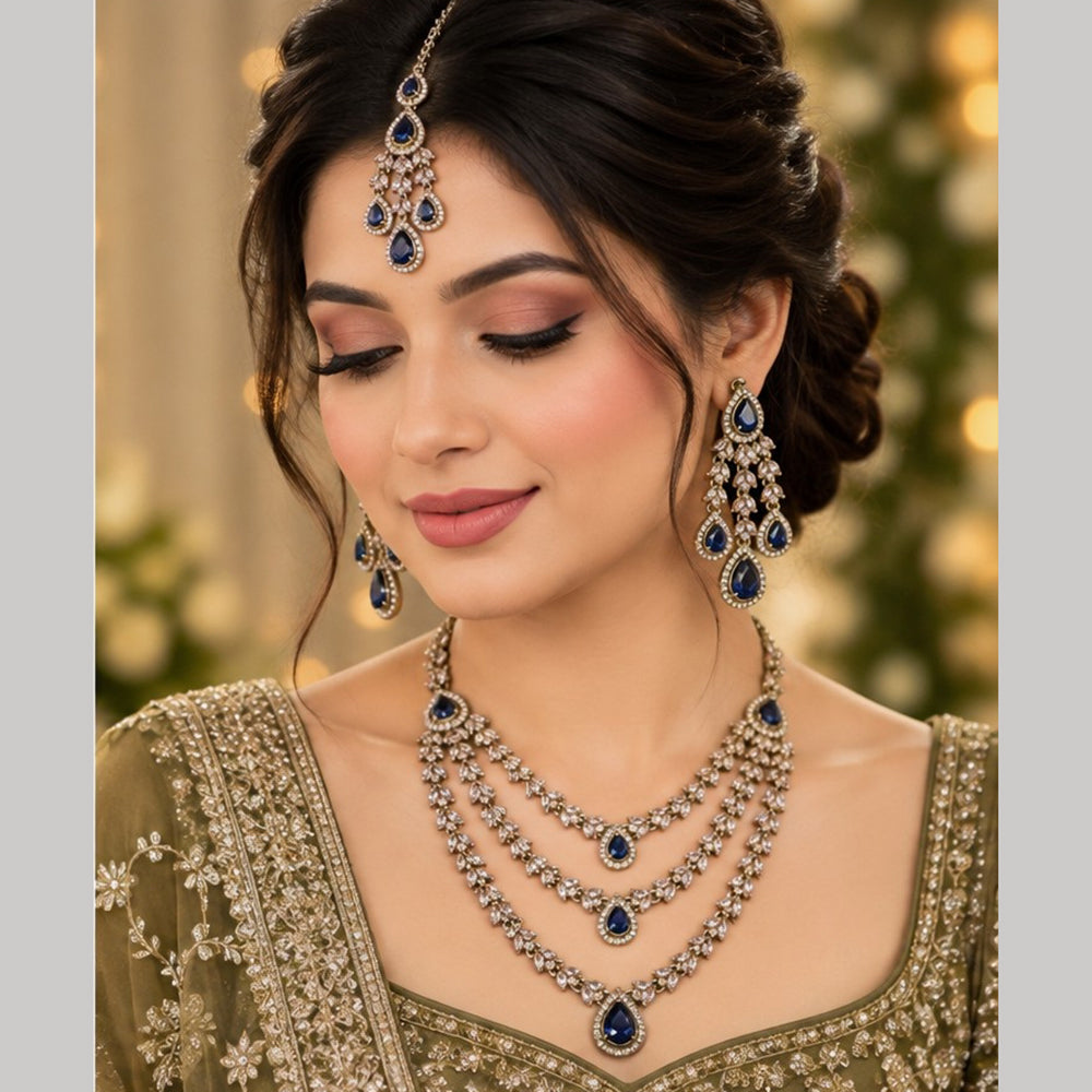 SNERA Ethnic Pota Stone Multi Layer Necklace Set