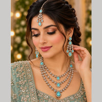 SNERA Ethnic Pota Stone Multi Layer Necklace Set