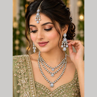 SNERA Ethnic Pota Stone Multi Layer Necklace Set
