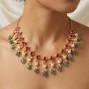 SNERA Ethnic Pota Stone And Pearl Necklace Set