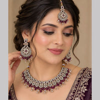 SNERA Elegant Crystal Stone Beads And Pearl Necklace Set Women