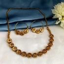 Darshana Jewels Antique Gold Necklace Set With Matching Earrings