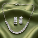 Urthn Silver Plated Sparkling Crystal Stone Necklace Set