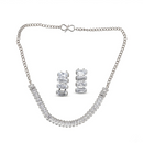 Urthn Silver Plated Sparkling Crystal Stone Necklace Set(Pack of 6)