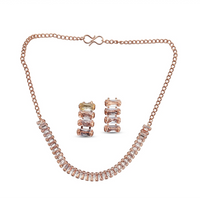 Urthn Rose Gold Plated Sparkling Crystal Stone Necklace Set(Pack of 6)