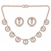 Urthn Rose Gold Plated Sparkling Crystal Stone Necklace Set(Pack of 6)
