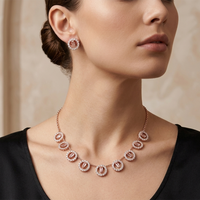 Urthn Rose Gold Plated Sparkling Crystal Stone Necklace Set(Pack of 6)