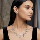 Urthn Silver Plated Sparkling Crystal Stone Necklace Set(Pack of 6)