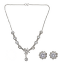 Urthn Silver Plated Sparkling Crystal Stone Necklace Set(Pack of 6)