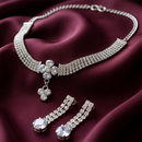 Urthn Silver Plated Sparkling Crystal Stone Necklace Set(Pack of 6)