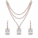 Urthn Elegant Rose Gold Plated Crystal Stone Necklace Set(Pack of 3)
