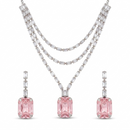 Urthn Silver Plated Sparkling Crystal Stone Necklace Set(Pack of 3)