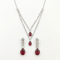 Urthn Silver Plated Sparkling Crystal Stone Necklace Set(Pack of 3)