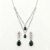 Urthn Silver Plated Sparkling Crystal Stone Necklace Set(Pack of 3)